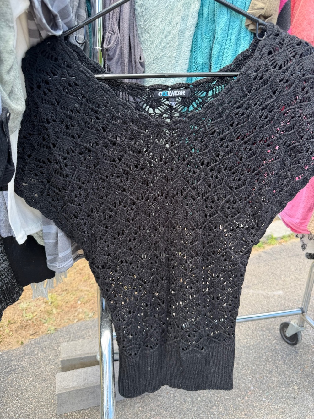 Coolwear Black Crochet Knit sweater dress